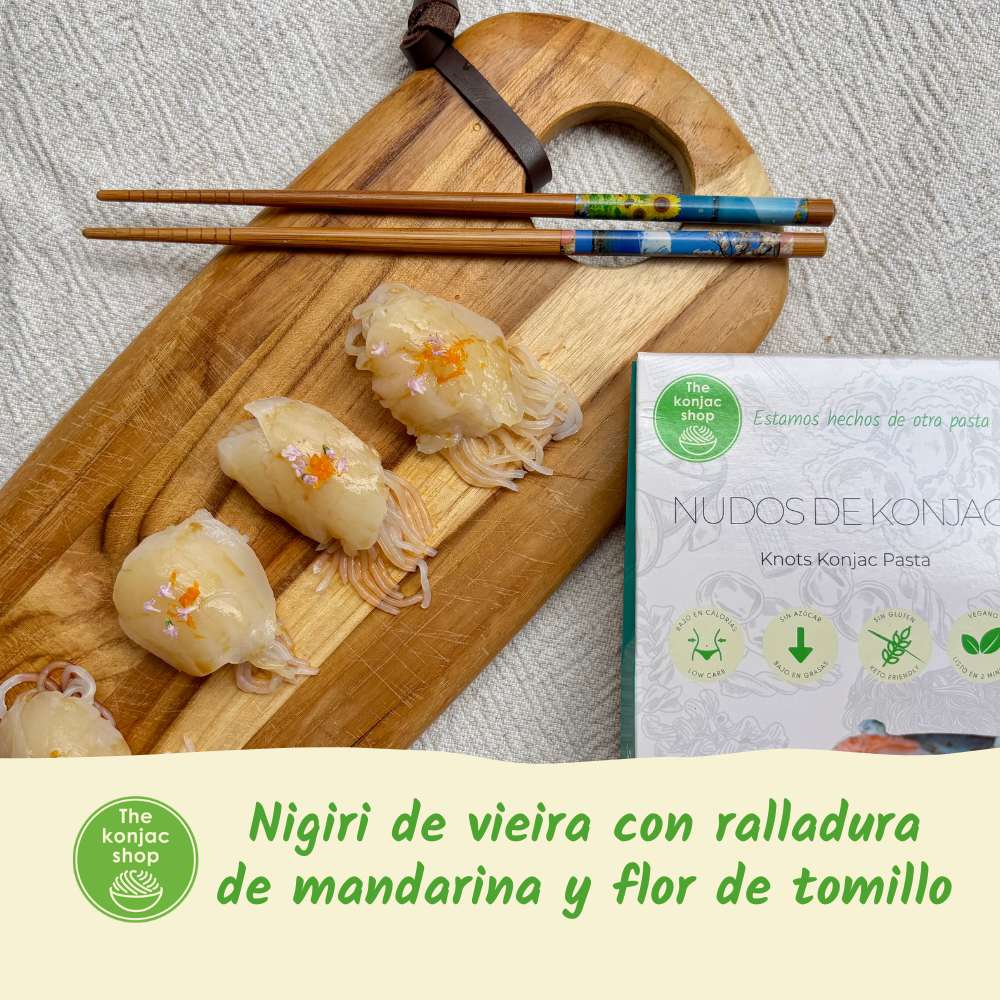 Sushi con nudos de konjac