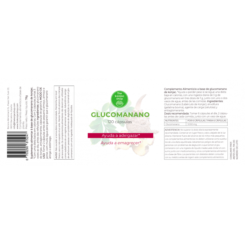 Glucomannan 500mg 120 cápsulas