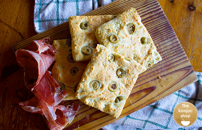 Focaccia de konjac – 220kcal