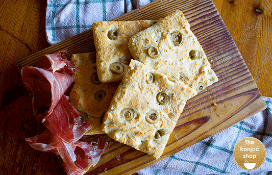 Focaccia de konjac – 220kcal