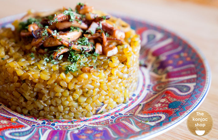 Arroz konjac meloso de calamar – 155kcal