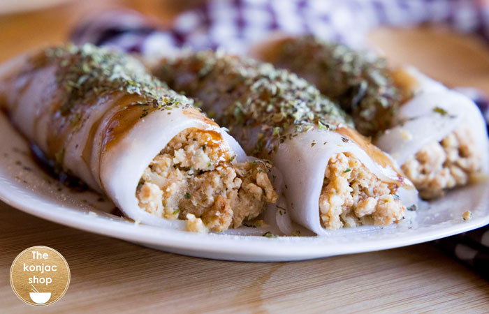 Canelones konjac con puré de coliflor – 350kcal