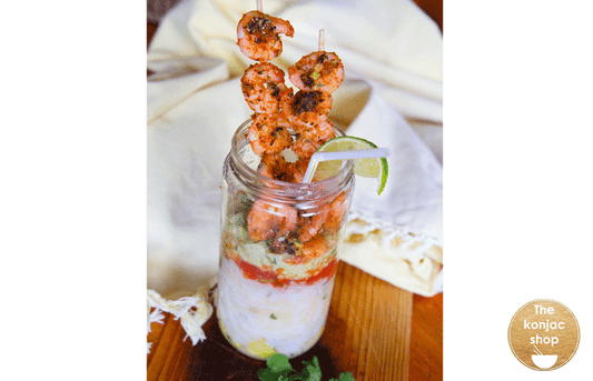 Jarra de gambas picantes con fideos shirataki – 300kcal