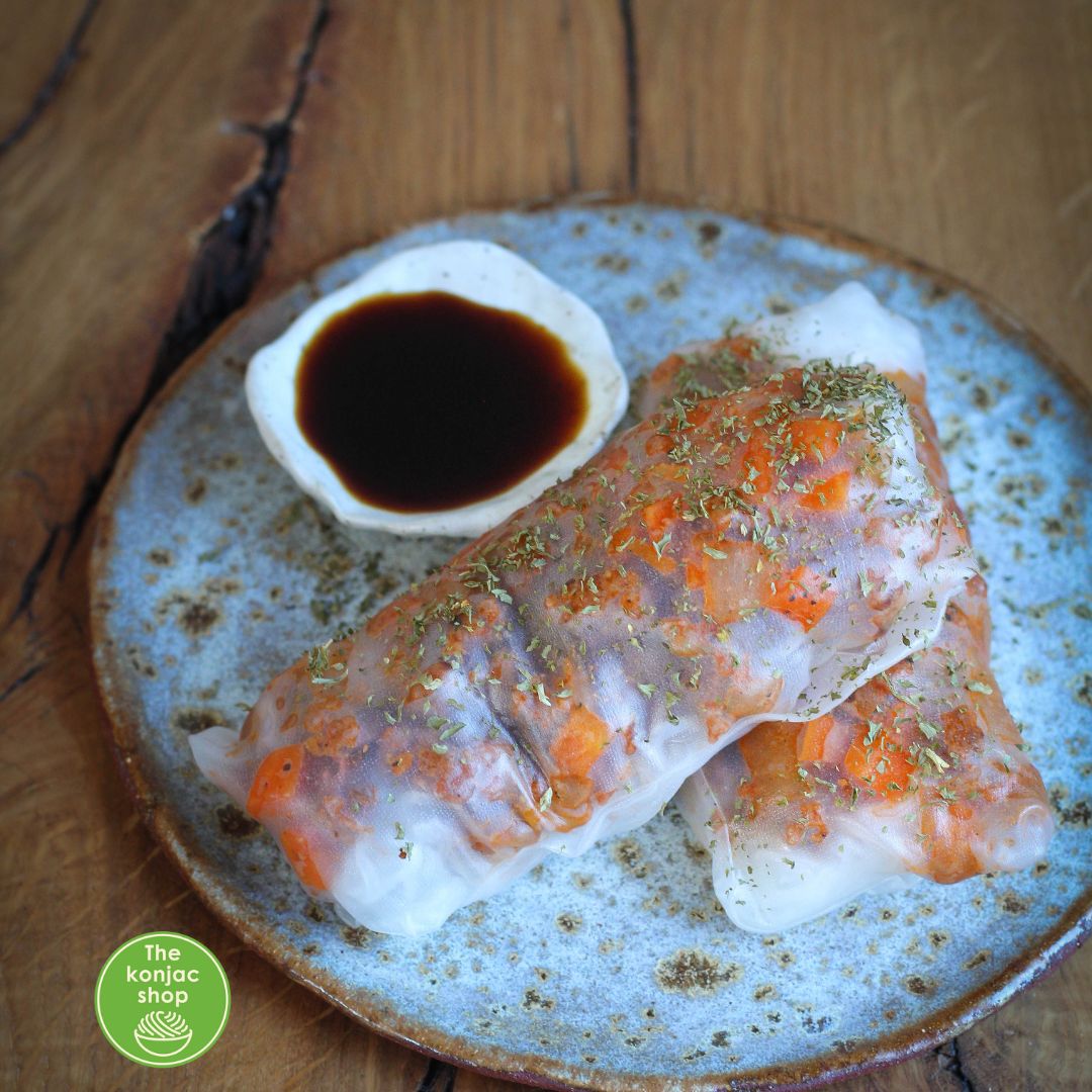 Rollitos chinos con fideos shirataki de konjac