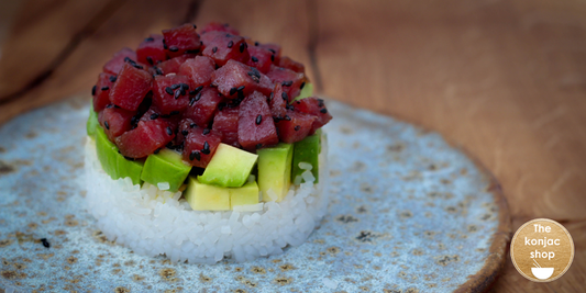 Tartar de atún rojo con arroz konjac – 567kcal/persona
