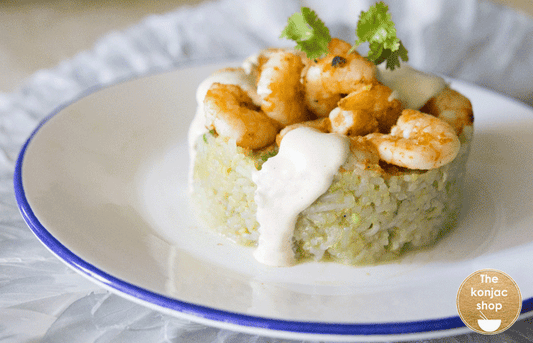 Meloso de arroz konjac con aguacate – 370kcal
