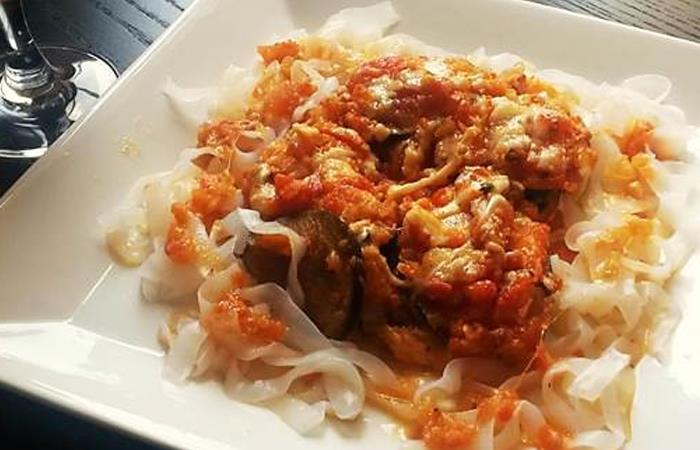 Fetuccine com berinjela a la parmesana – 400kcal