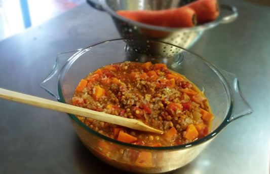 Lentilhas com arroz de konjac e verduras – 270kcal