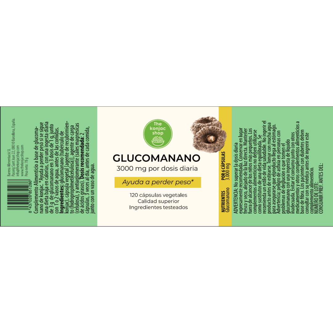 Cápsulas de glucomanano 3000mg (120 unidades)