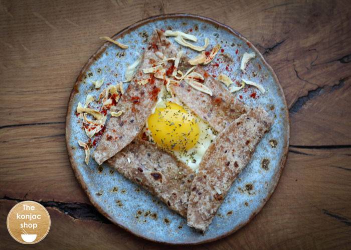 Crepe hecha con harina de glucomanano de konjac