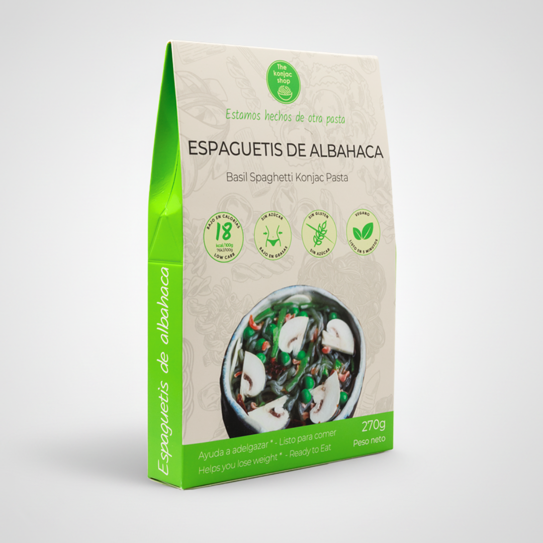 Espaguetis konjac de albahaca