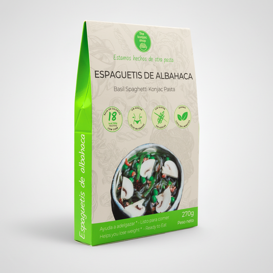 Espaguetis konjac de albahaca