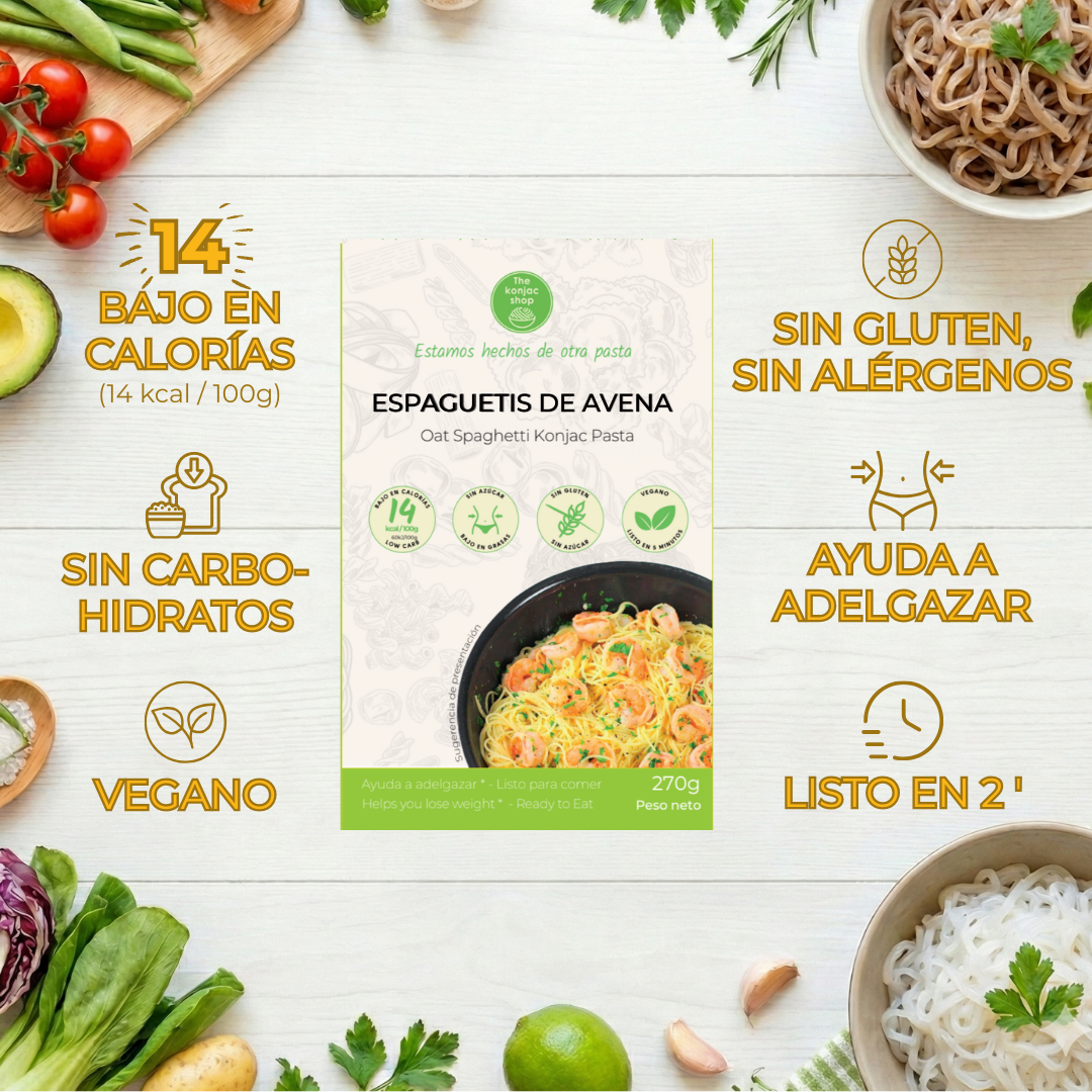 Espaguetis konjac de avena propiedades