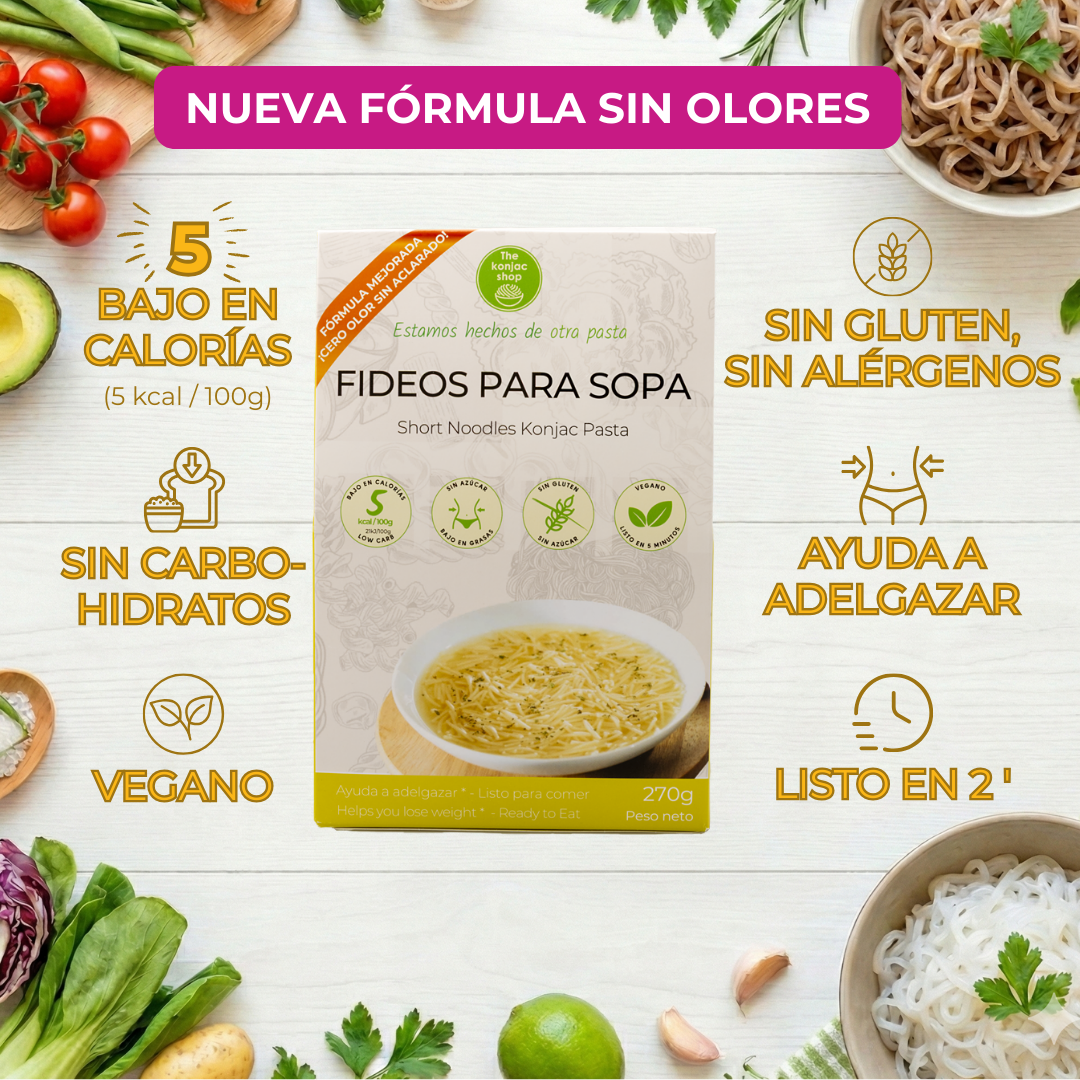 Fideos konjac para sopa - Cabello de ángel - Propiedades