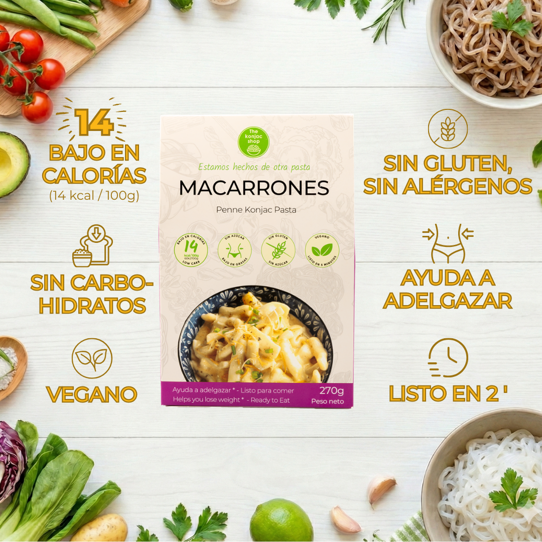 Macarrones de konjac propiedades
