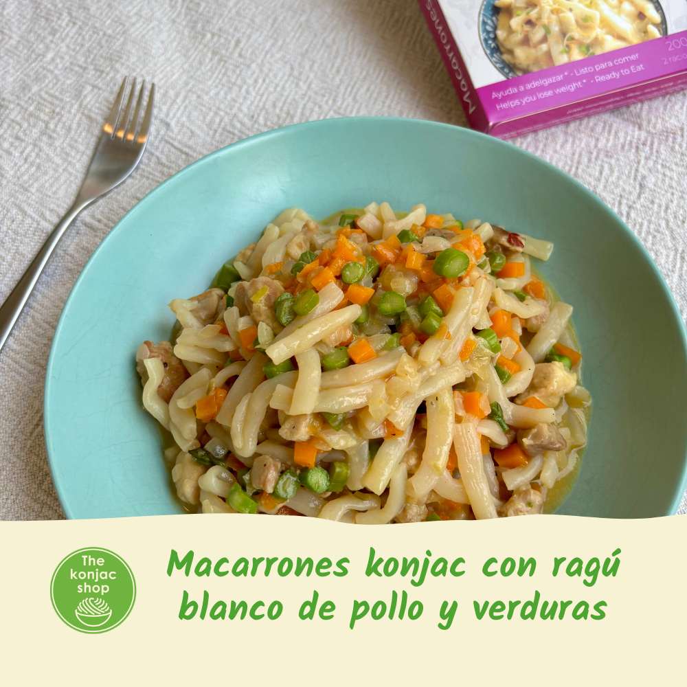 Macarrones konjac con ragú de pollo