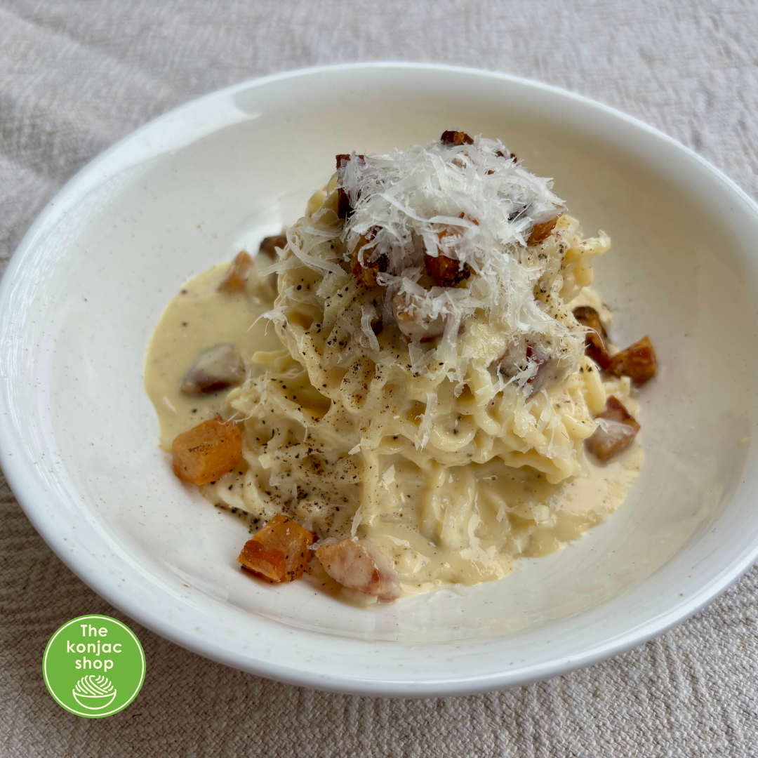 Receta de espaguetis konjac a la carbonara