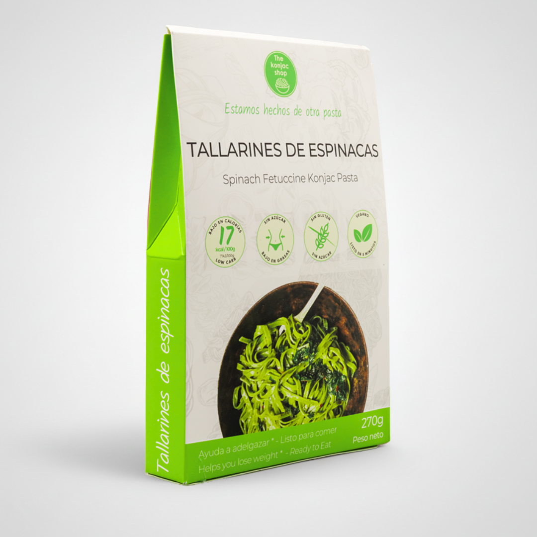 Tallarines konjac de espinacas