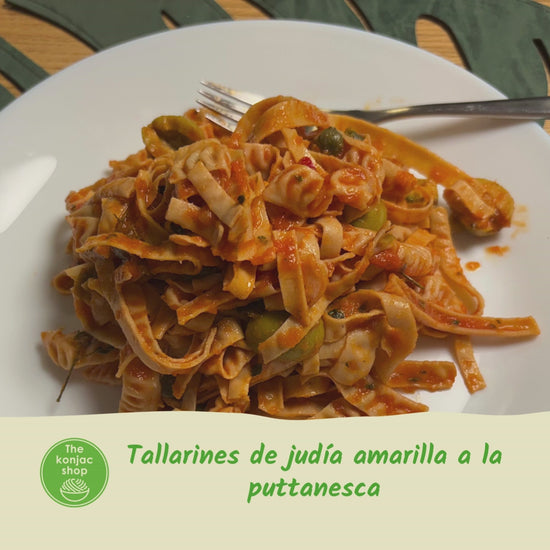Tallarines de judía amarilla a la putanesca