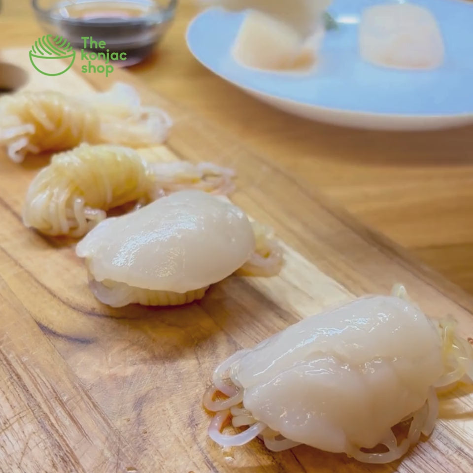 Sushi con nudos de konjac