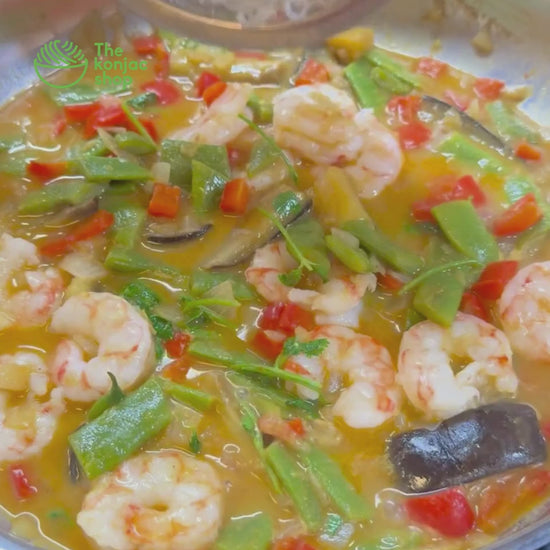 Receta de fideos konjac con gambas